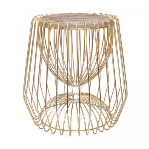 Table Basse Fait Main En Marbre Ere 50x50 Brun Et Laiton