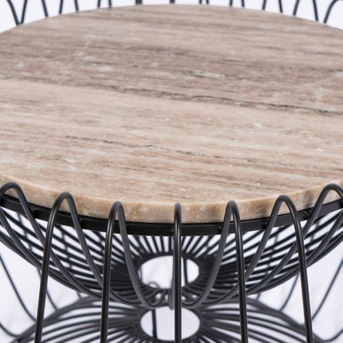 Table Basse Fait Main En Marbre Ese 60x60 Marron Et Noir