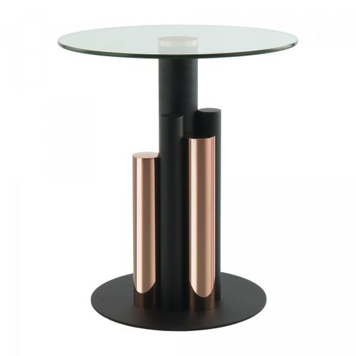 Table Basse Fait Main En Aluminium Ehi 46x46 Rose Doré Et Clair