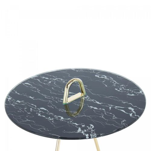 Table Basse Fait Main En Acier Motif Contemporain Eli 46x46 Doré Et Noir