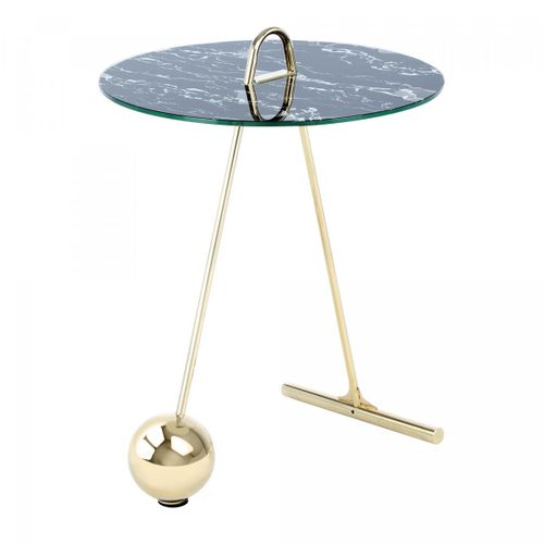 Table Basse Fait Main En Acier Motif Contemporain Eli 46x46 Doré Et Noir