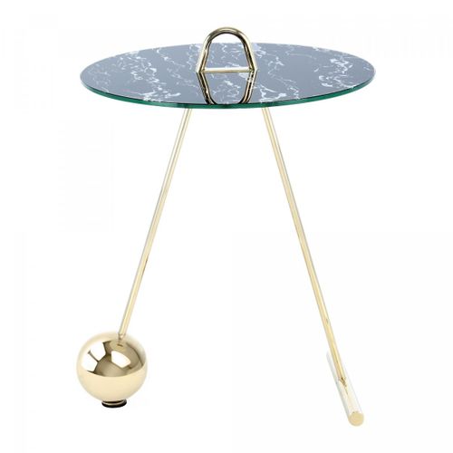 Table Basse Fait Main En Acier Motif Contemporain Eli 46x46 Doré Et Noir