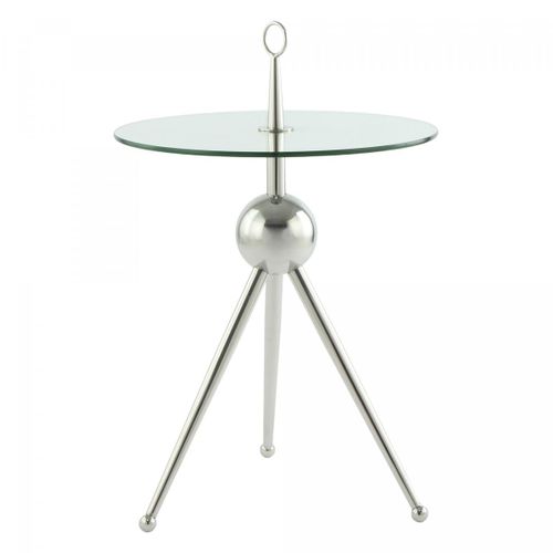 Table Basse Fait Main En Acier Inoxydable Ero 46x46 Gris Et Clair