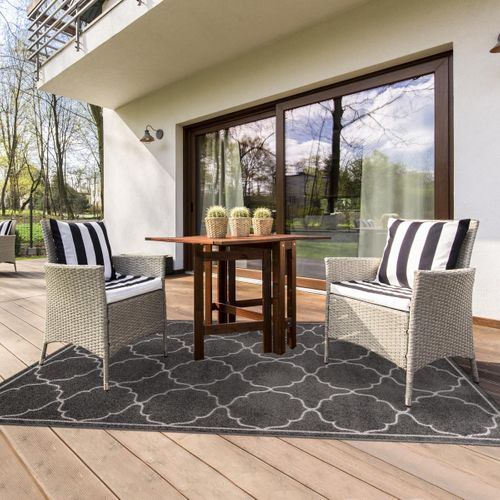 Tapis Extérieur 200x290 Tissé Kilim Gris Kuma