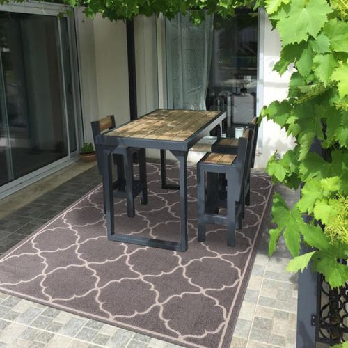 Tapis Extérieur 240x330 Tissé Kilim Gris Clair Kuma