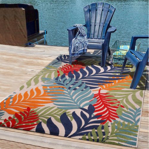 Tapis Extérieur 80x200 Tissé Kilim Bleu Et Rouge Chimek