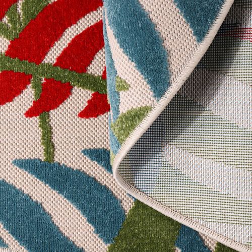 Tapis Extérieur 80x200 Tissé Kilim Bleu Et Rouge Chimek