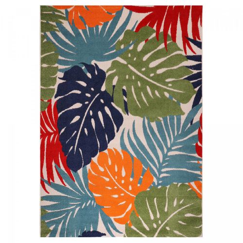 Tapis Extérieur 60x110 Tissé Kilim Bleu Et Rouge Chimeki