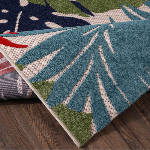 Tapis Extérieur 60x110 Tissé Kilim Bleu Et Rouge Chimeki