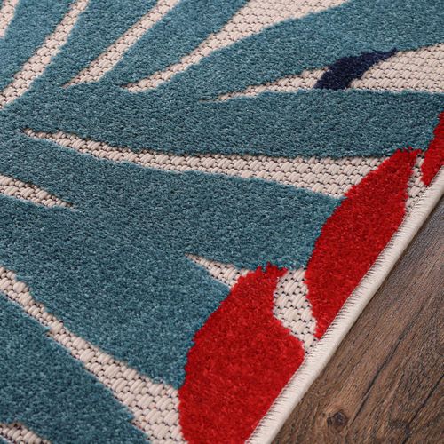 Tapis Extérieur 80x200 Tissé Kilim Bleu Et Rouge Chimeki