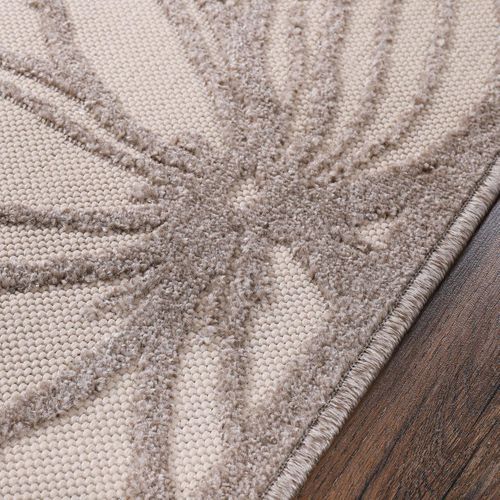 Tapis Extérieur Ø150cm Rond Tissé Kilim Marron Et Crème Chimeko