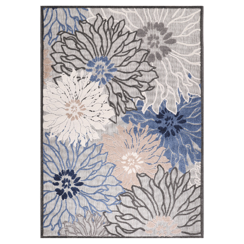 Tapis Extérieur 60x110 Tissé Kilim Bleu Et Gris Chimeka