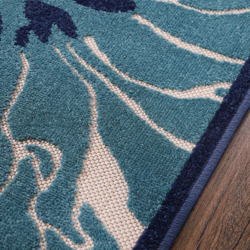 Tapis Extérieur 80x150 Tissé Kilim Bleu Et Beige Chimeka