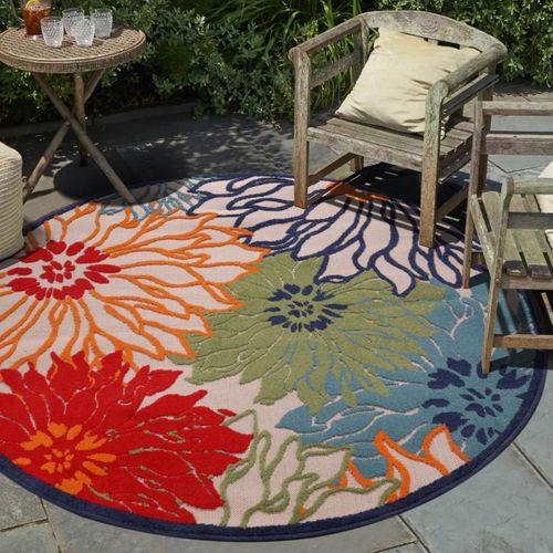 Tapis Extérieur 160x230 Tissé Kilim Bleu Et Beige Chimeka