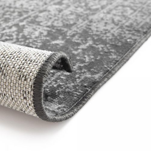 Tapis Salon 140x200 Tissé Noir Rectangle Motif Faux Uni Nitou 3