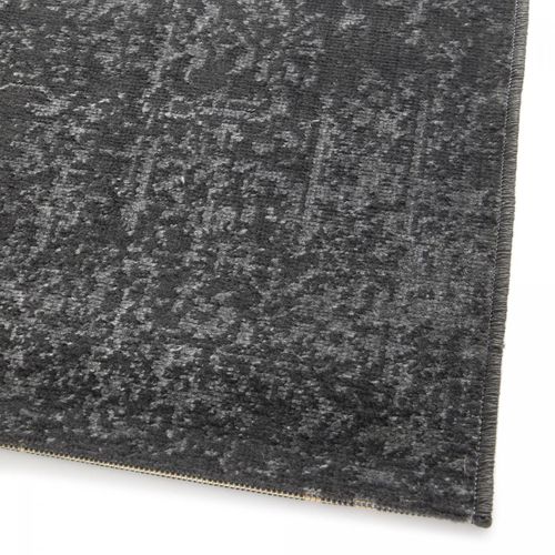 Tapis Salon 140x200 Tissé Noir Rectangle Motif Faux Uni Nitou 3