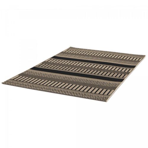 Tapis Kilim 200x290 Rectangle Tissé Noir Et Beige Motif Ethnique Lona 1