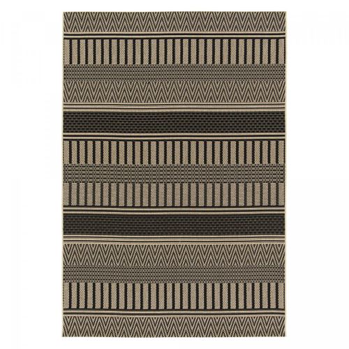 Tapis Kilim 200x290 Rectangle Tissé Noir Et Beige Motif Ethnique Lona 1