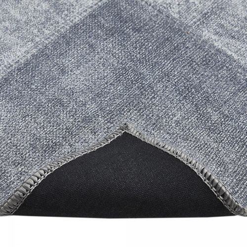 Tapis Salon 155x230 Tissé Gris Et Bleu Rectangle Motif Faux Uni Nikal