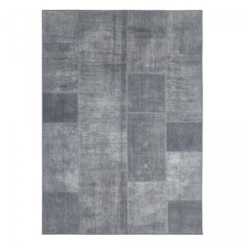 Tapis Salon 155x230 Tissé Gris Et Bleu Rectangle Motif Faux Uni Nikal