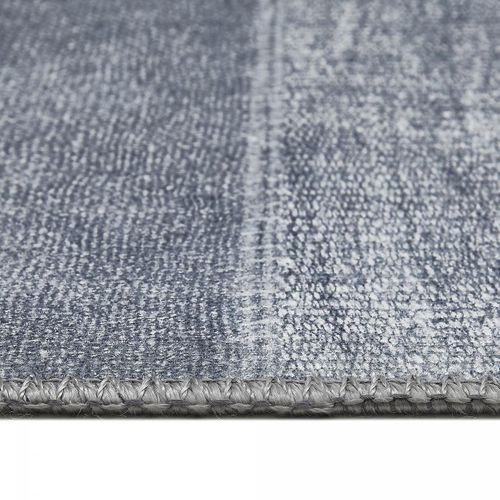 Tapis Salon 155x230 Tissé Gris Et Bleu Rectangle Motif Faux Uni Nikal
