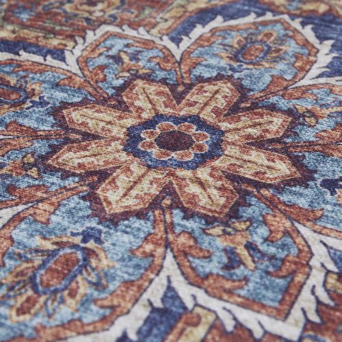 Tapis Chambre 120x170 Tissé Bleu Et Blanc Rectangle Motif Oriental Nikel