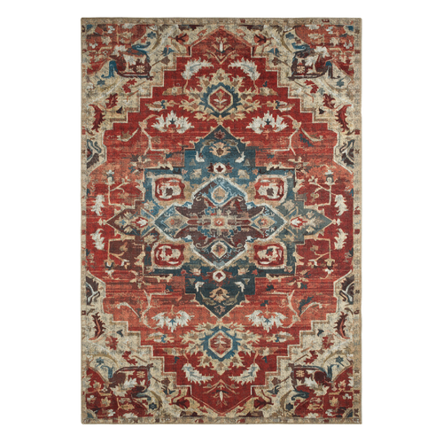 Tapis Orient 160x230 Rectangle Rouge Et Beige Tissé Motif Classique Meda B