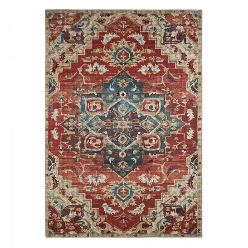 Tapis Orient 160x230 Rectangle Rouge Et Beige Tissé Motif Classique Meda B