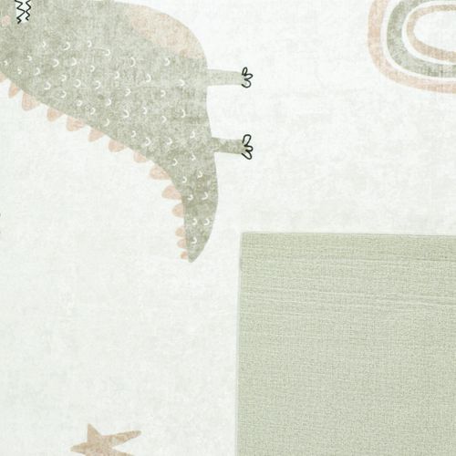 Tapis Enfant 120x160 Rectangle Tissé Vert Et Crème Monstro