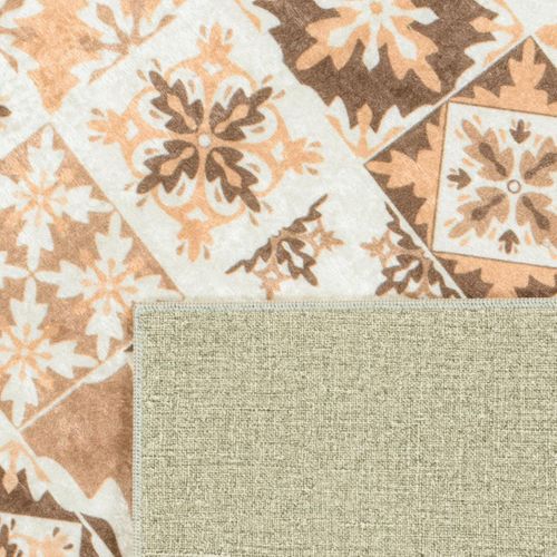 Tapis Couloir 80x300 Orange Motif Carreaux De Ciment Caroment C