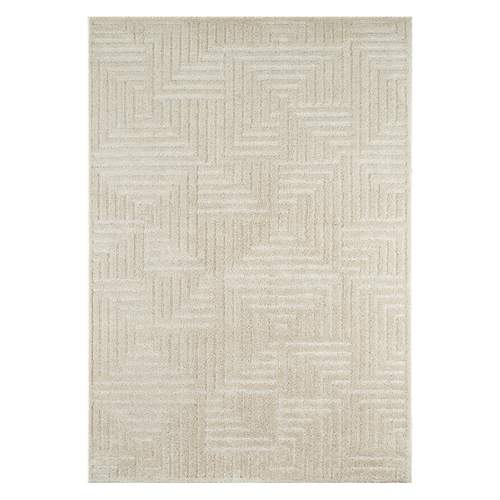 Tapis Salle à Manger 160x230 Tissé Crème Rectangle Motif Géométrique Elegance D