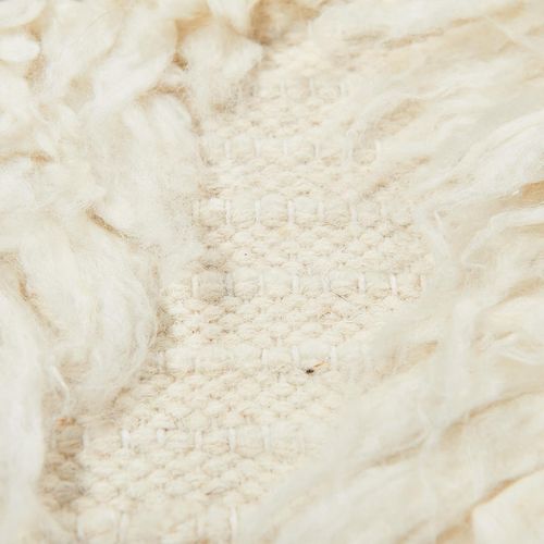 Tapis Shaggy 120x170 Rectangle Fait Main Crème En Laine Motif Uni Flokata