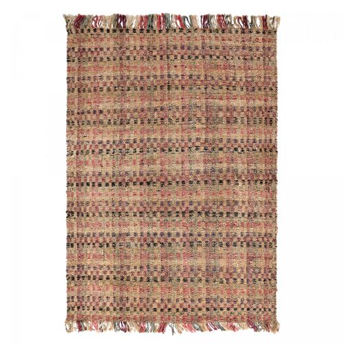 Tapis Jute 120x170 Fait à La Main Beige Et Bordeaux Square