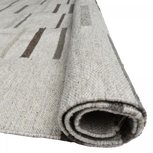 Tapis Kilim 80x150 Rectangle Fait à La Main En Laine Gris Et Marron