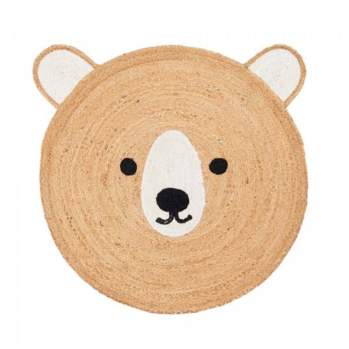 Tapis Rond Ø140cm Fait Main En Jute Motif Animaux Pour Chambre Jutebear