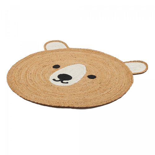 Tapis Rond Ø140cm Fait Main En Jute Motif Animaux Pour Chambre Jutebear