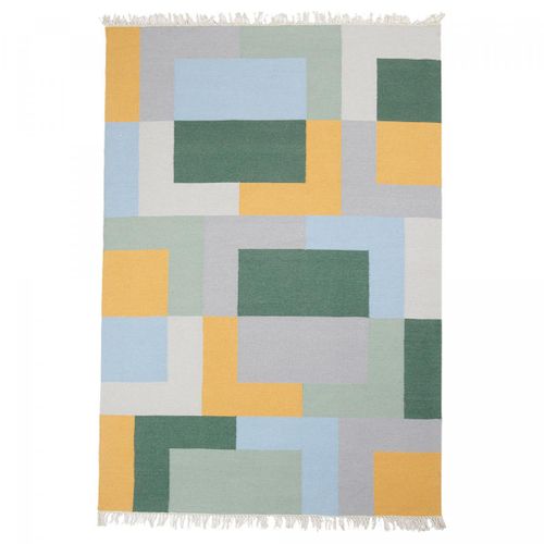 Tapis Kilim 200x290 Rectangle Fait Main En Laine Jaune Et Vert