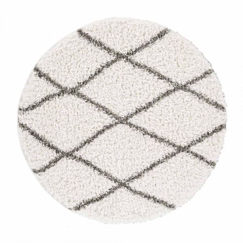 Tapis Berbère Rond Ø200cm Tissé Motif Ethnic Lyn4 Benyle à Crème