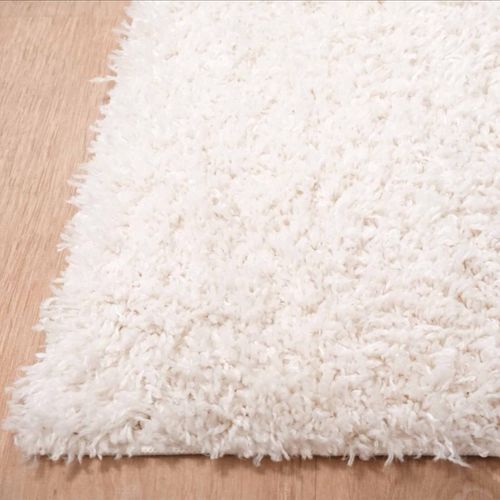Tapis Shaggy Ø200cm Rond Tissé Crème Motif Uni Lyn4 Unila