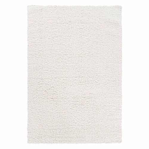 Tapis Shaggy Ø200cm Rond Tissé Crème Motif Uni Lyn4 Unila