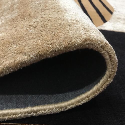 Tapis Salle à Manger 200x290 Fait Main En Laine Beige Et Bleu