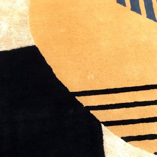 Tapis Salle à Manger 200x290 Fait Main En Laine Beige Et Bleu