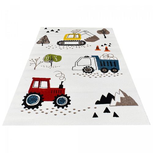 Tapis Enfant 80x150 Trucks Ecru Certifié