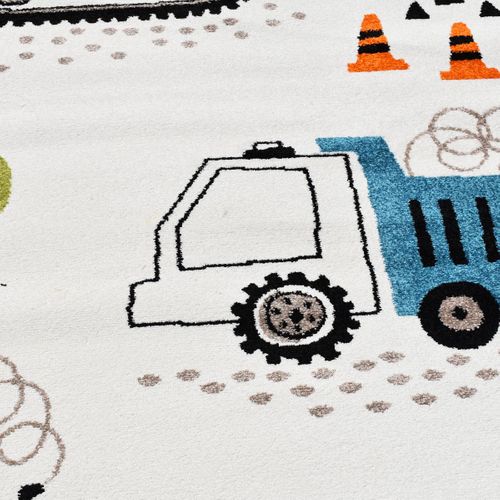 Tapis Enfant 80x150 Trucks Ecru Certifié