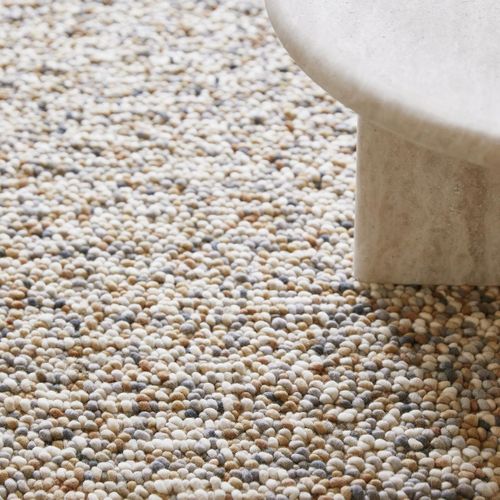 Tapis Salle De Jeux 200x300 Fait Main En Laine Beige Et Gris Motif Simple