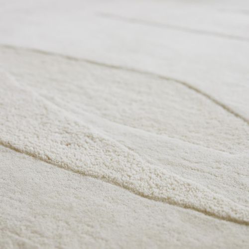 Tapis Chambre 140x200 Fait à La Main En Laine Crème Rectangle Motif Faux Uni