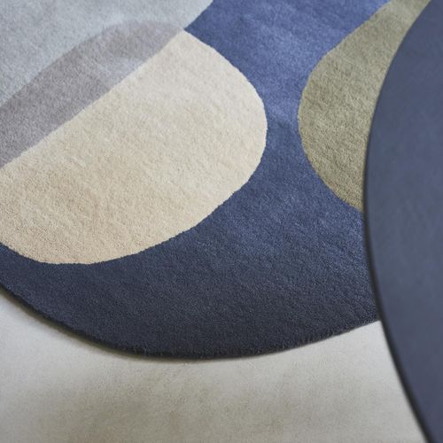 Tapis Chambre 160x230 Fait à La Main En Laine Bleu Et Vert Ovale Motif Abstrait