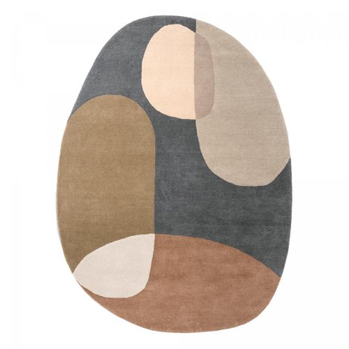 Tapis Bibliothèque 250x350 Fait à La Main En Laine Bleu Et Vert Motif Abstrait