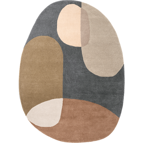 Tapis Bibliothèque 250x350 Fait à La Main En Laine Bleu Et Vert Motif Abstrait