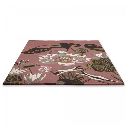 Tapis Entrée 120x180 Fait à La Main En Laine Rose Et Vert Motif Floral